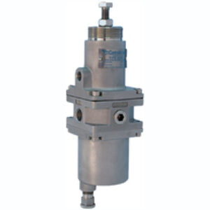 Control Air 350/360/370SS pressure reducing valve made of stainless steel with multiple connection ports.