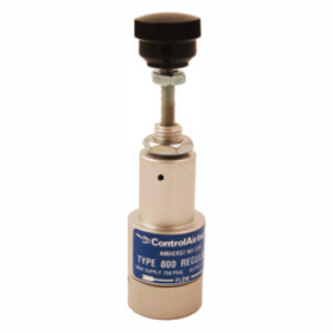An air pressure regulator with a black knob on top and a label saying "Control Air 800" on the body.