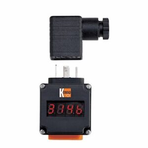 Digital räknare som visar numret 3946 på skärmen, med ett plasthölje och elektriska stiftkontakter synliga.