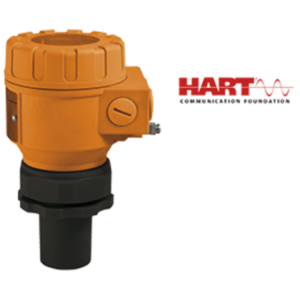 Orange och svart industriell hartventil med företagets logotyp synlig på vit bakgrund.
